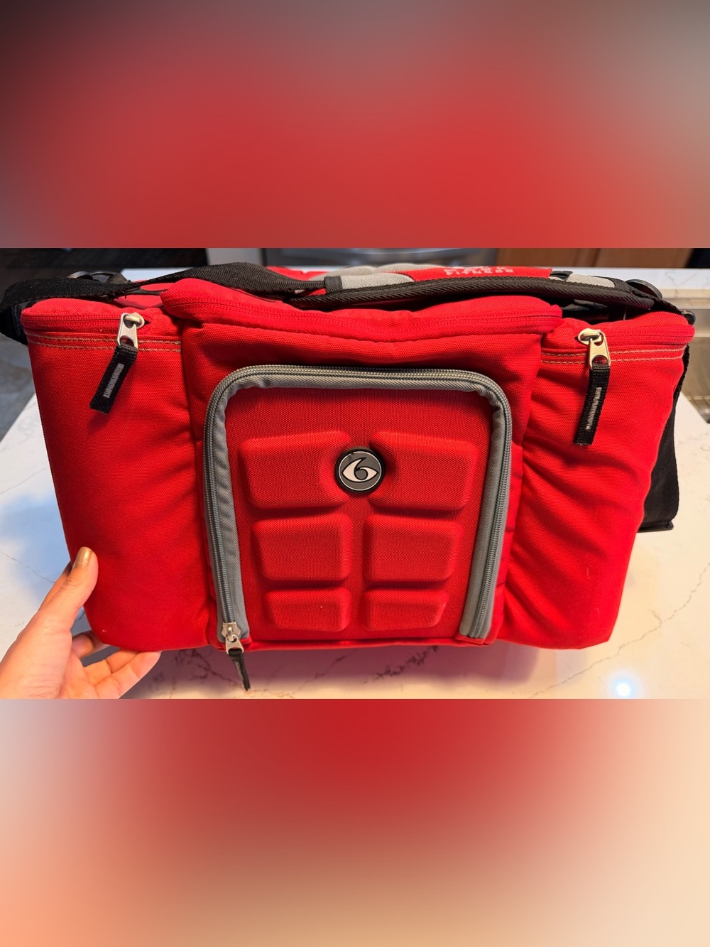 6 Pack Fitness Innovator 300 Meal Prep Tote Lunch Bag Red No Containers
